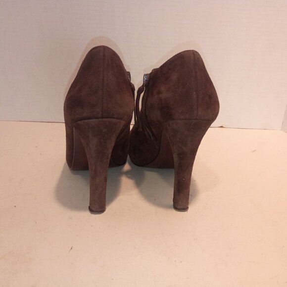 RALPH LAUREN LRL "Janae" Sz 8M Dark Brown Suede 4" High Heel Booties - Picture 8 of 12